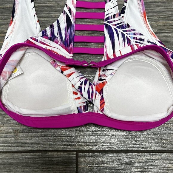 NWT GO by Gossip Bikini Set Palm Dazed Strappy-Back Bralette Top S Bottoms M - Picture 13 of 16